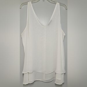 Lane Bryant White Asymmetrical Tiered Camisole